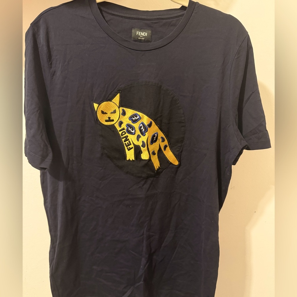 Fendi Navy Blue Cat T-Shirt